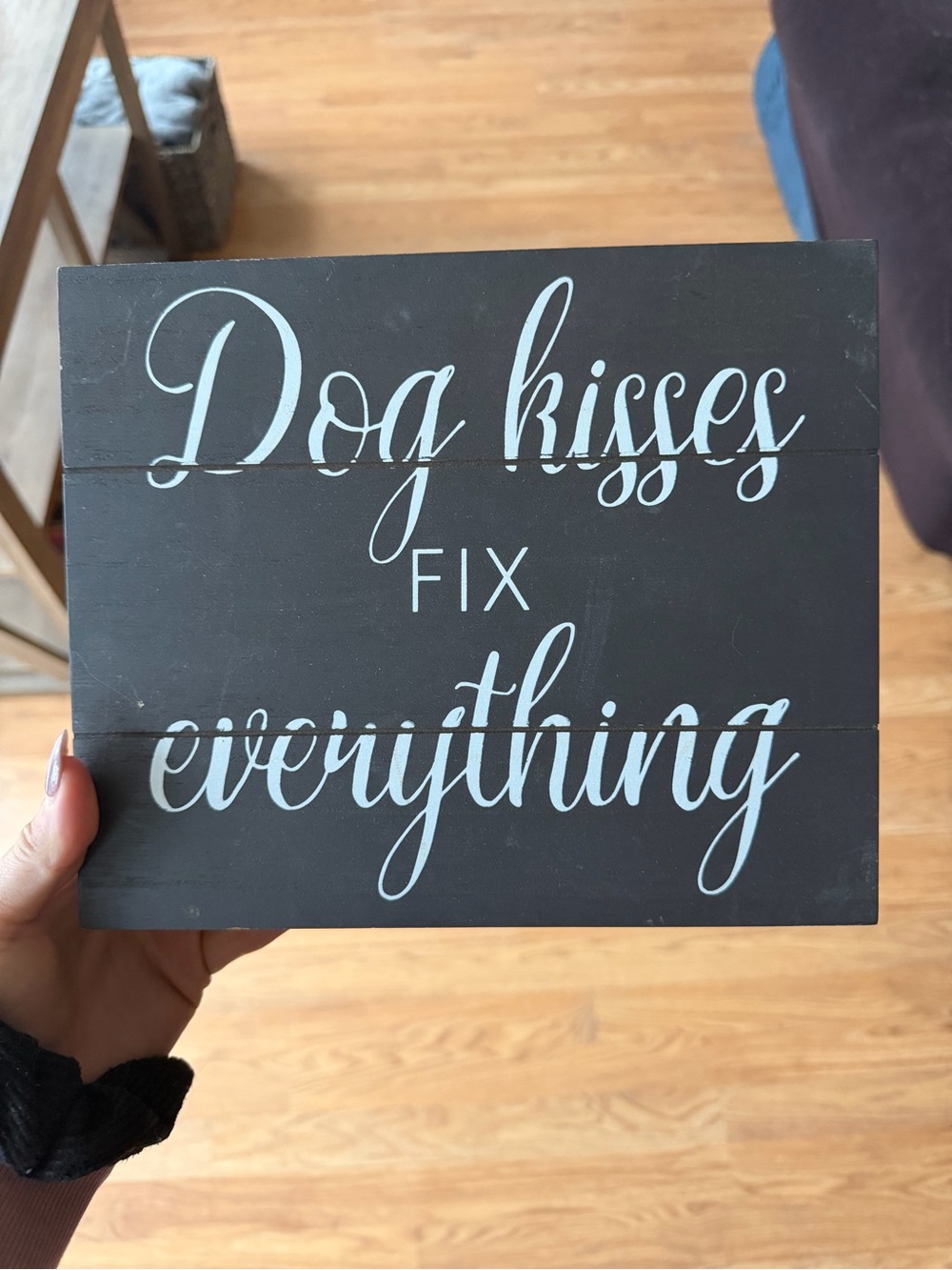 Hobby Lobby Black and White Dog Kisses Wall Plaque